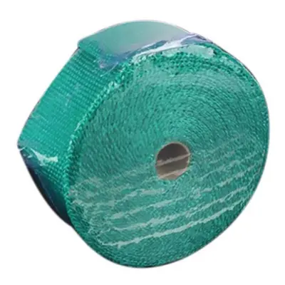 (Green) 10m Fiberglass Wrap Exhaust Heat Roll Durable Wear-Resistant Shield Tape Insulating Pipe