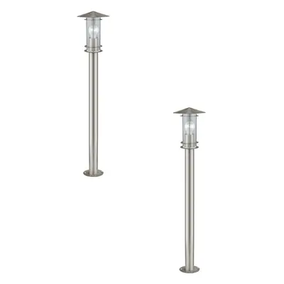 2 PACK IP44 Outdoor Bollard Light Stainless Steel 1000mm 60W E27 Driveway Post