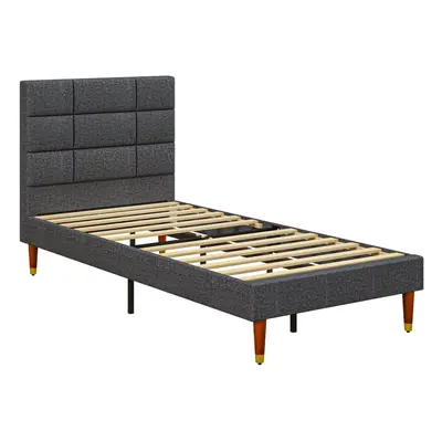 HOMCOM 3ft Upholstered Single Bed Frame w/ Wooden Slat No Box Spring Needed