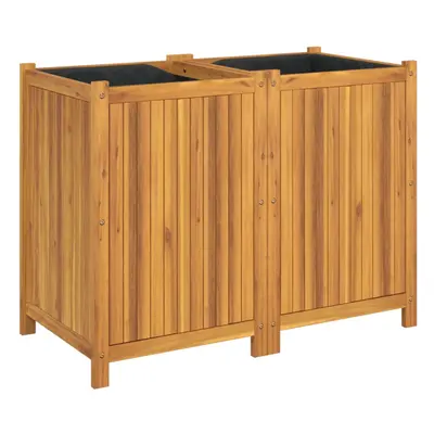 (100 x x cm) vidaXL Garden Planter with Liner Outdoor Flower Pot Box Solid Wood Acacia