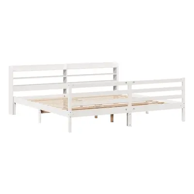 vidaXL Bed Frame with Headboard Bed Base White 200x200 cm Solid Wood Pine