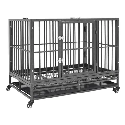 vidaXL Dog Cage with Wheels Steel Outdoor Crate Playpen Enclosure Pen Kennel