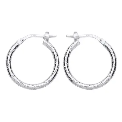 Jewelco London Ladies Sterling Silver Ribbed Snake Twist Hoop Earrings 19mm - ER89