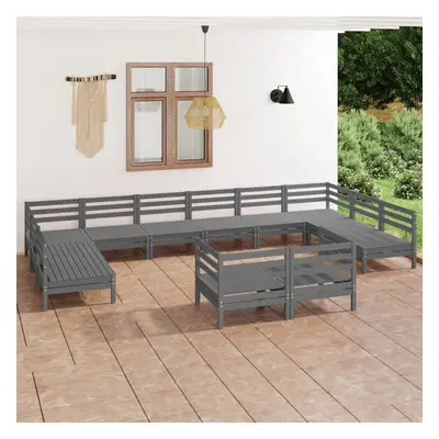 vidaXL Garden Lounge Set Outdoor Lounge Set Piece Grey Solid Wood Pine