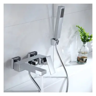 Lunar Wall Mounted Bath Shower Mixer Tap & Shower Handset Kit Chrome