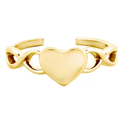 Jewelco London Ladies Solid 9ct Yellow Gold Love Hearts Toe Ring - JTR024