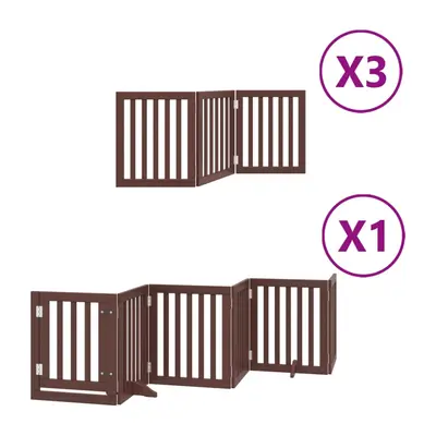 (brown, x x cm/ pcs) vidaXL Dog Gate with Door Foldable Panels Dog Fence Pet Gate Poplar Wood