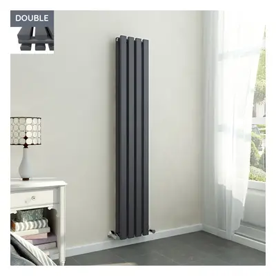 Lulea x 270mm Anthracite Double Rectangular Panel Vertical Radiator