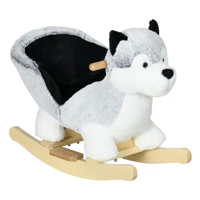 HOMCOM Husky-Shaped Baby Rocking Horse with Seatbelt, for Ages Months