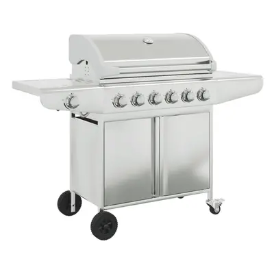 vidaXL Gas BBQ Grill with Burners Gas Barbecue Grill Silver Stainless Steel