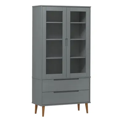 (grey) vidaXL Vitrine Cabinet Book Shelf Floating Shelf Wall Cabinet Solid Wood Pine