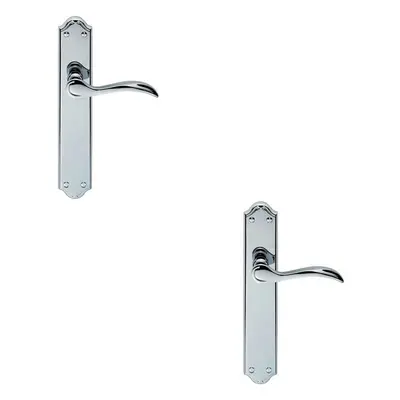 2x PAIR Curved Handle on Long Latch Backplate x 45mm Polished Chrome