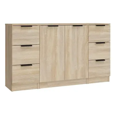 (sonoma oak) vidaXL 3x Sideboards Engineered Wood Cabinet Home Organiser Multi Colours