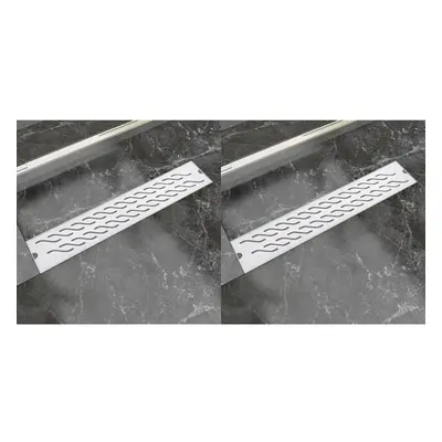 vidaXL 2x Linear Shower Drain Wave 630x140mm Stainless Steel Floor Channel