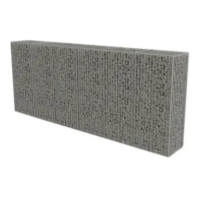 vidaXL Gabion Wall with Covers Galvanised Steel 300x50x150cm Stone Basket Cage