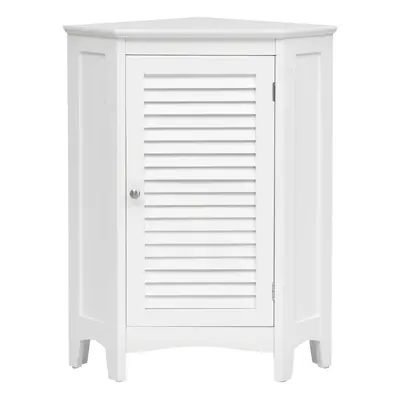 White Corner Shutter Door Cabinet Free-Standing Corner Storage Cabinet