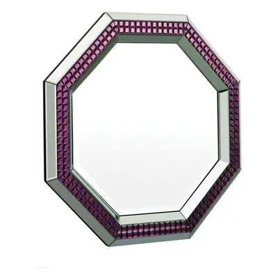 Premier Housewares Purple and Clear Mirrored Glass Octagonal Mirror