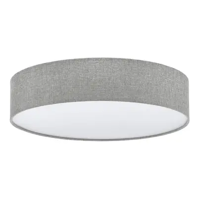 Flush Ceiling Light Colour White Shade Grey White Fabric Linen Bulb E27 3x60W