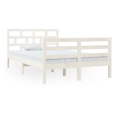 (white, x cm) vidaXL Bed Frame Bed Base Bedstead Bedroom Mattress Foundation Solid Wood Pine