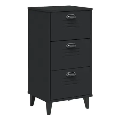 vidaXL Bedside Cabinet Side Table Nightstand Bed Table Black Solid Wood Pine