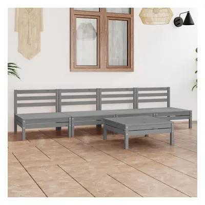 vidaXL Solid Pinewood Garden Lounge Set Piece Grey Outdoor Seating Sofa