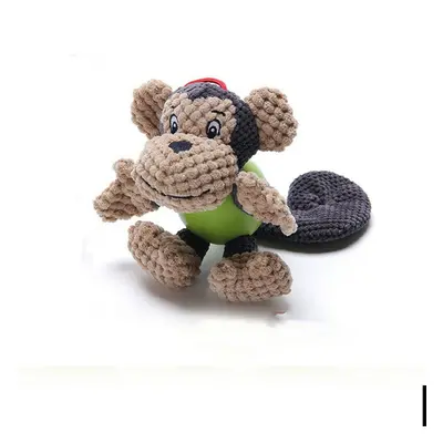 (Monkey) Corduroy Rubber Plush Pet Dog Doll Toy Multi Shaped Chew Squeaky Toys for Puppy Animal 