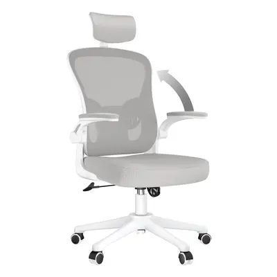 (Grey, With headrest) Ergonomic Office Chair With Adjustable Headrest