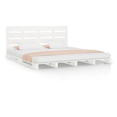 (White, x cm (W x L)) vidaXL Bed Frame Bedstead Wooden Bed Base Mattress Foundation Solid Wood P