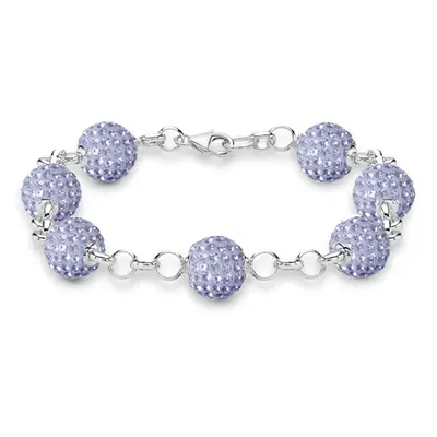 Jewelco London Sterling Silver Dazzling Disco Ball Bracelet 10mm - Lilac coloured Crystal - ABB0