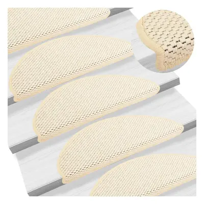 vidaXL Stair Mats Carpet Stair Tread Rug Self-adhesive Sisal-Look pcs Cream