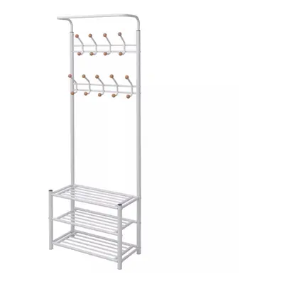 vidaXL Clothes Rack with Shoe Storage 68x32x182.5cm White Shelf Garment Stand