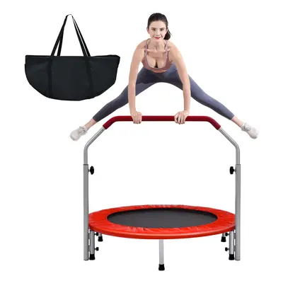 Foldable Jumping Fitness Trampoline Exercise Rebounder 4-Level Adjustable Handle