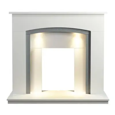 Adam Tuscany Fireplace in Pure White & Grey