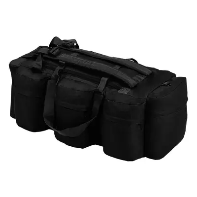 vidaXL 3-in-1 Army-Style Duffel Bag 90L Black Travel Storage Holdall Backpack