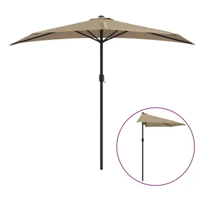 vidaXL Balcony Parasol with Aluminium Pole Umbrella Taupe 270x144 cm Half