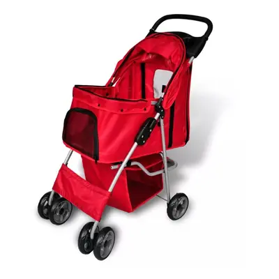 vidaXL Folding Pet Stroller Dog/Cat Travel Carrier Red Transport Trolley Pram