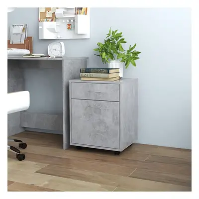 vidaXL Rolling Cabinet Concrete Grey Engineered Wood Drawer Rolling Cabinet