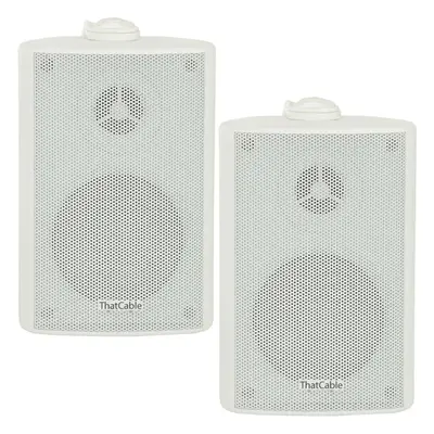 (PAIR) 2x 6.5" 120W White Outdoor Rated Speakers Wall Mounted HiFi 8Ohm & 100V