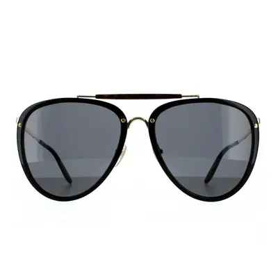 Gucci Sunglasses GG0672S Shiny Black and Gold Grey