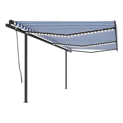 vidaXL Manual Retractable Awning with LED 6x3 m Blue and White Balony Patio