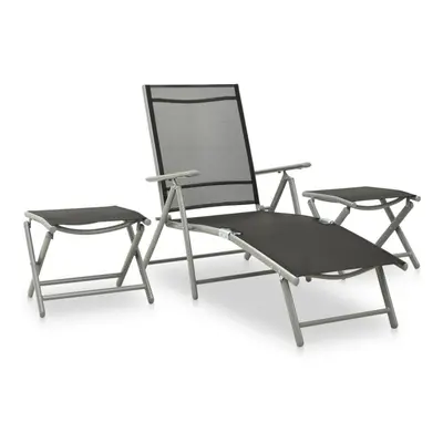 vidaXL Piece Garden Lounge Set Textilene and Aluminium Silver Outdoor Seats