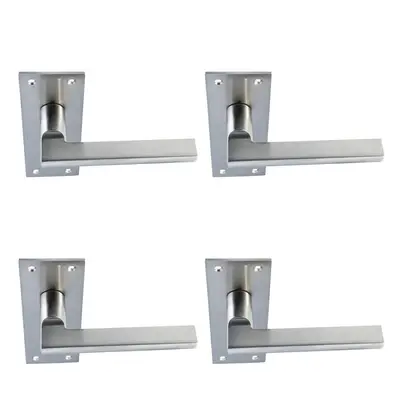 4x PAIR Straight Bar Handle on Slim Bathroom Backplate x 50mm Satin Nickel