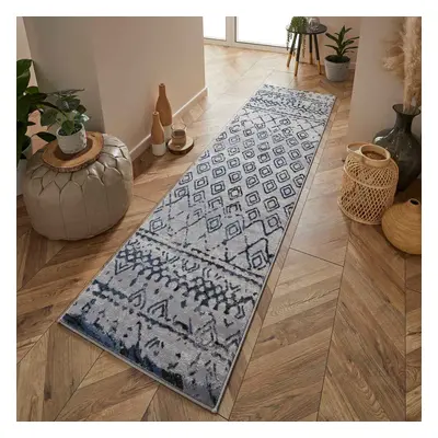 (Grey, Runner 68x235 cm) Tribal Grey Distressed Faded Rugs Modern Small Extra Large Hallway Runn