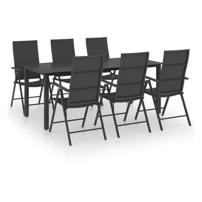 vidaXL Garden Dining Set Piece Black Outdoor Furniture Table and Chairs