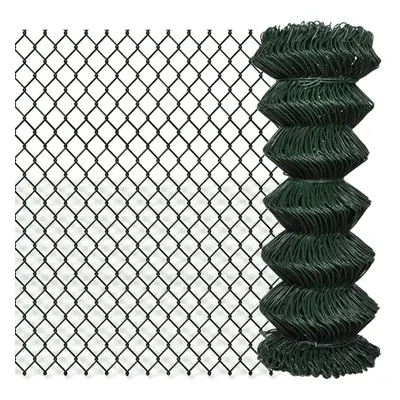 vidaXL Chain Link Fence Steel Green Garden Edging Fencing Barrier Panel Border