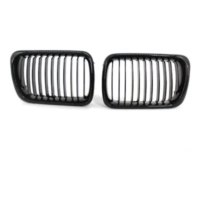 2Pcs Gloss Black Front Bumper Hood Kidney Grille Racing Replacement for BMW 3-Series E36 M3