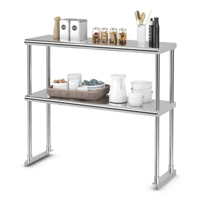 92 cm Prep Work Table Double Tier Stainless Steel Overshelf w/ Adjustable Shelf