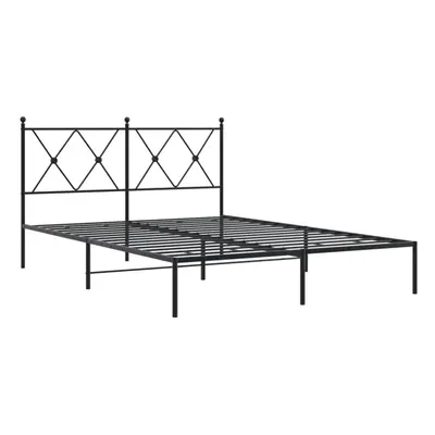 (black, 135x190 cm/with headboard) vidaXL Metal Bed Frame with Headboard and Footboard Bed Base 