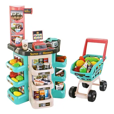 () Children Play House Kitchen Simulation Toys Scanner Credit Card Machine Trolley Shopping Cash