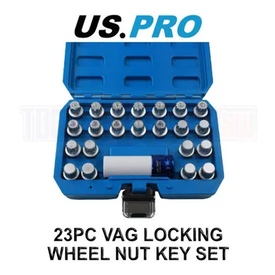 US PRO Tools 23pc VAG Locking Wheel Nut Key Set, VW AUDI SKODA etc